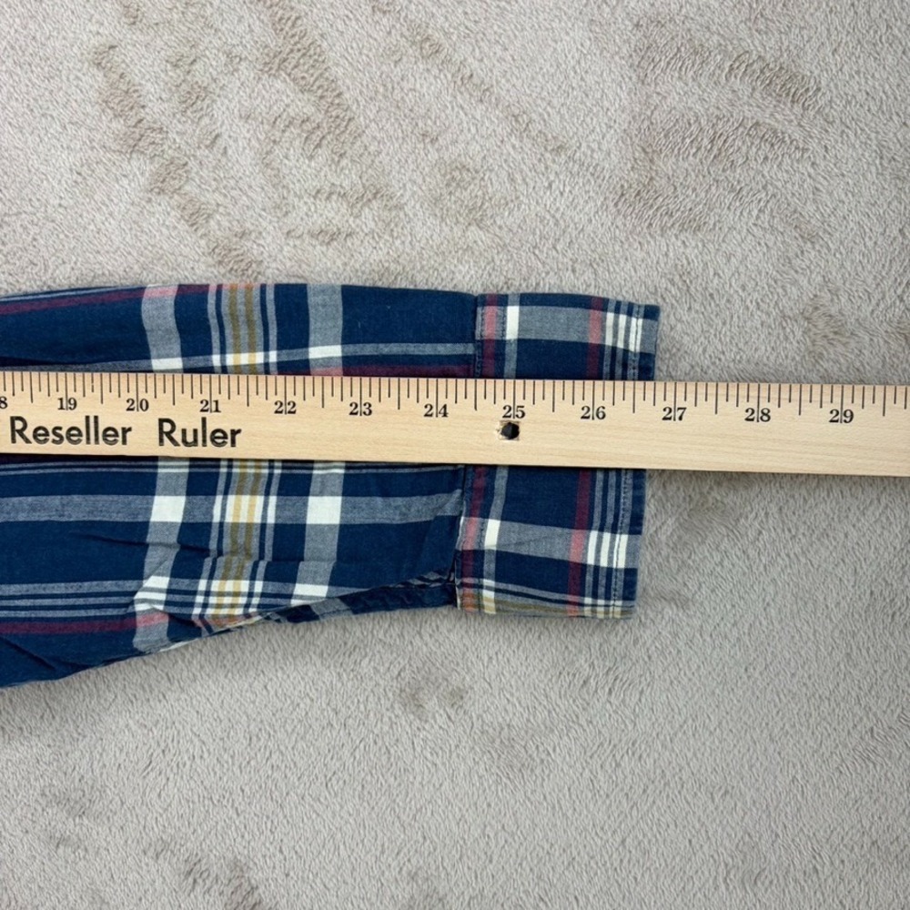 Abercrombie & Fitch Blade Mandarin Collar Shirt in Blue Plaid Men 2XL Preppy - Picture 5 of 7